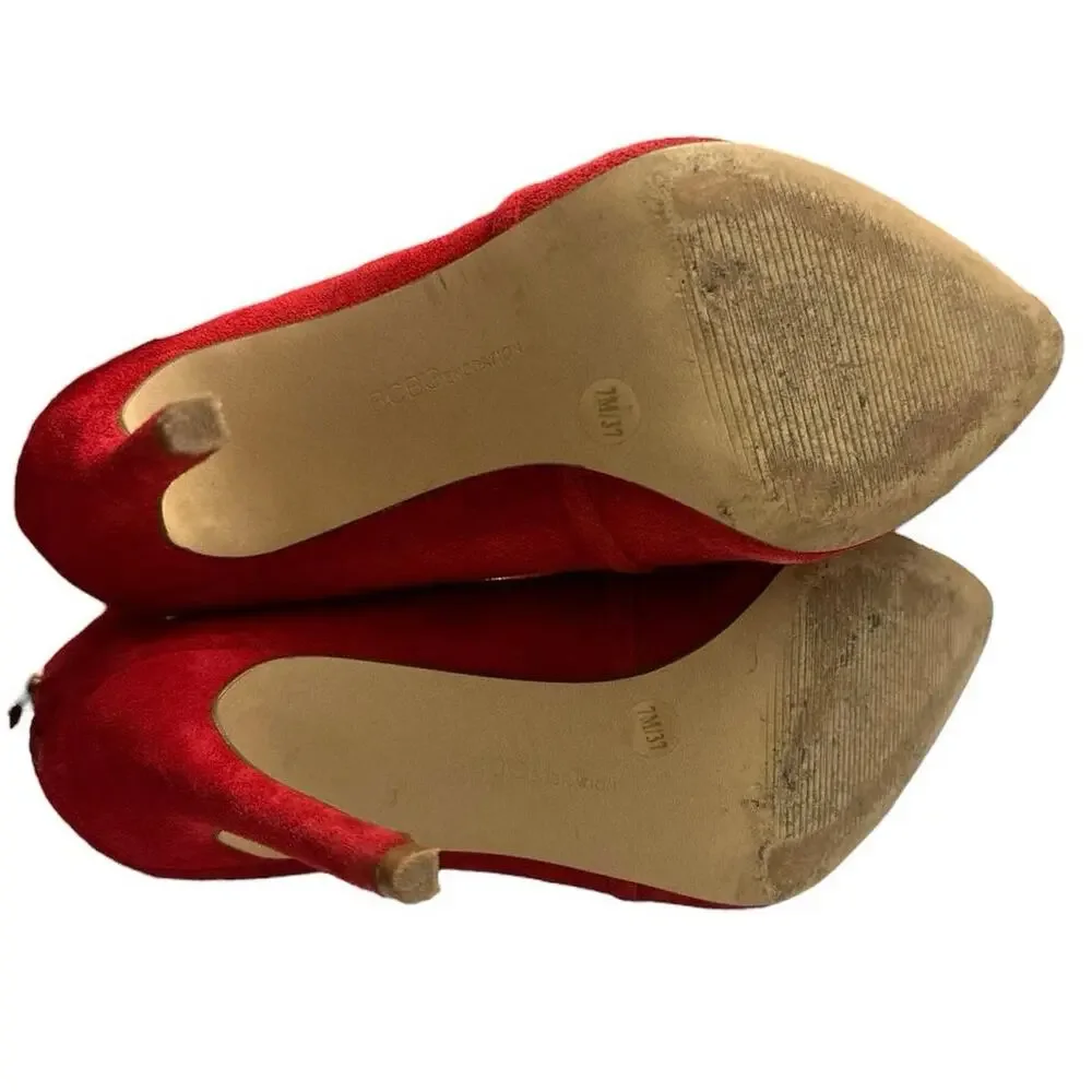 Bcbgeneration Cherry Red 4 Inch Sexy High Suede Heels size 7